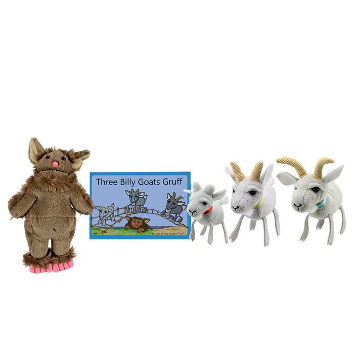 Three Billy Goats Gruff Puppets and Book