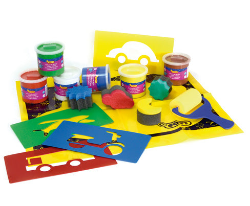JOVI Kids Finger Paint -  17piece Playbox, 6 x 125ml paint included