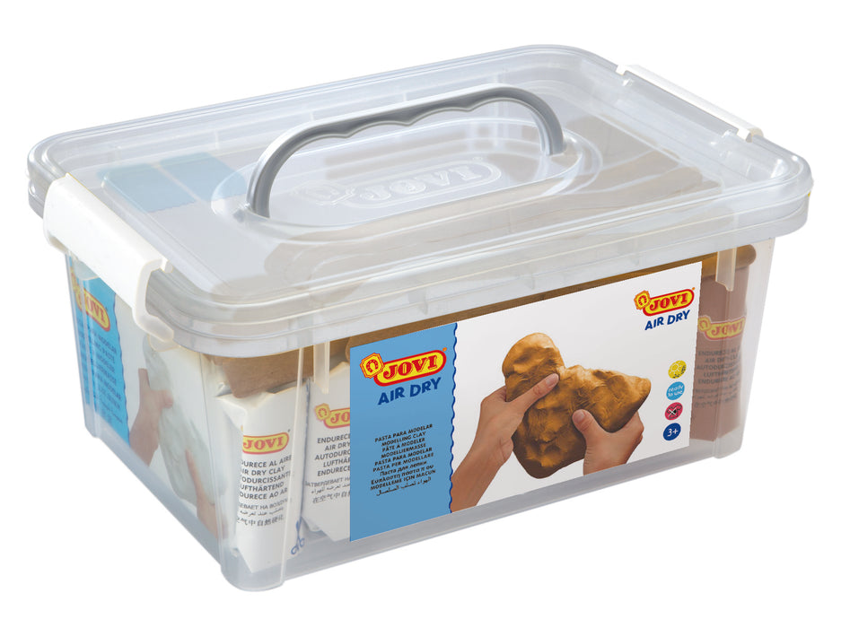 JOVI Air Drying Modelling Clay Carry Box (White, Terracotta clay and 20 tools)