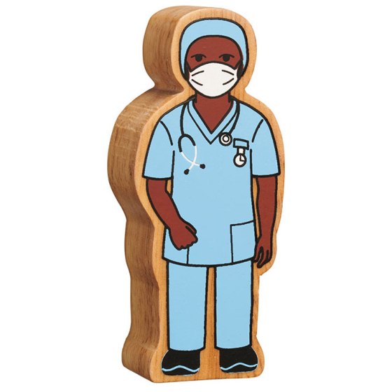 Lanka Kade Natural Wooden Blue Nurse in Scrubs
