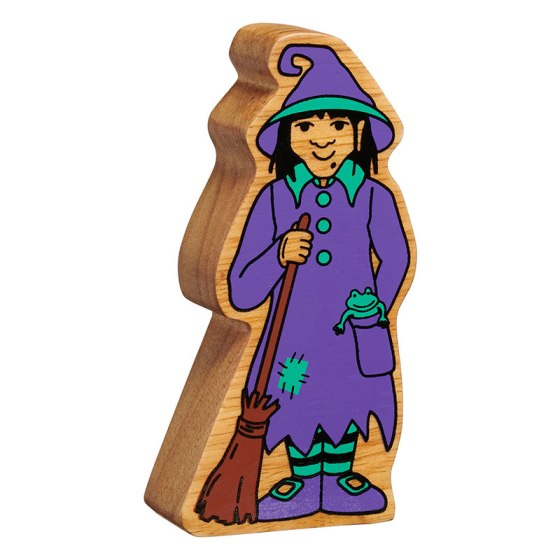 Lanka Kade Natural Wooden Purple and Green Witch