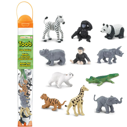 Meet our adorable zoo baby figures. These zebra, panda, hippo, chimpanzee, rhino, alligator, gorilla, elephant, tiger, polar bear and giraffe babies are the perfect small world play or messy play component. 