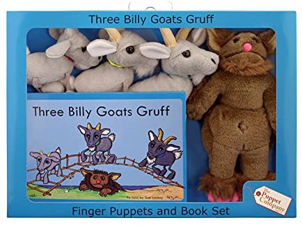 Three Billy Goats Gruff Puppets and Book