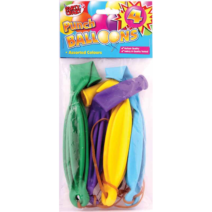 Punch Balloons pack of 4 assorted colours