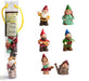 Adorable gnome family with a baby gnome in a watering can, a young gnome on a toadstool, a gnome playing the accordion, a gnome playing the banjo, a waving gnome and a woman gnome. Great for pretend play, fantasy play, or decoration