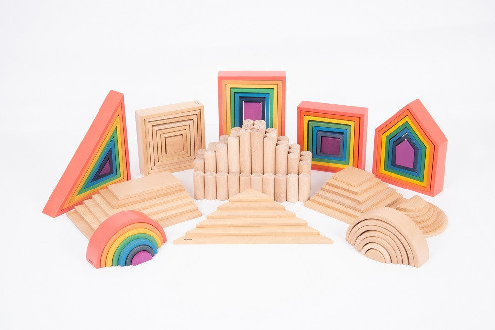 Tickit Wooden Rainbow Shapes Architect Set