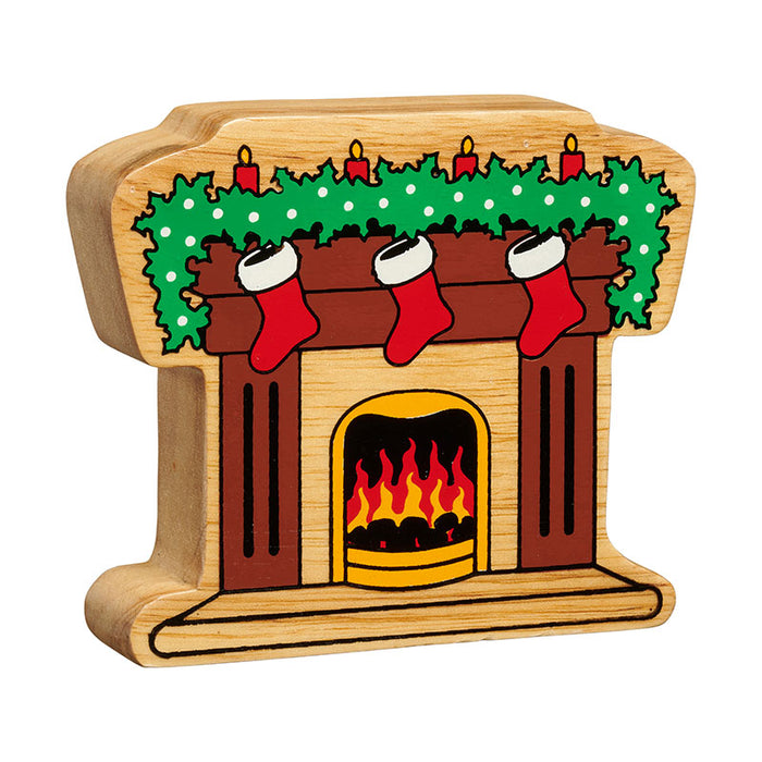 Lanka Kade Wooden Christmas Fireplace with stockings