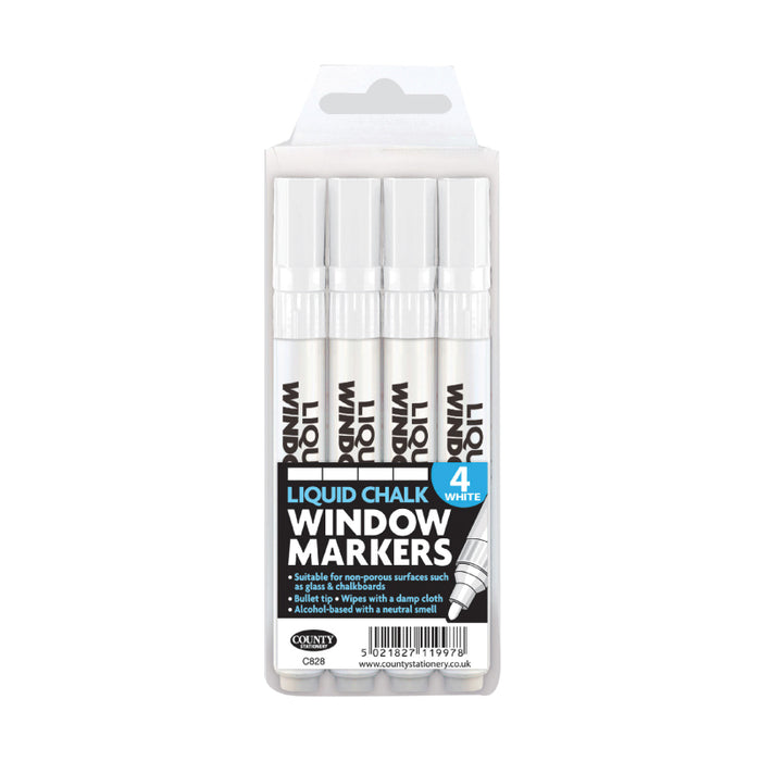 Liquid Chalk Markers 4 pk- white Hangcarded
